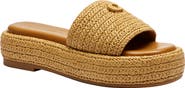 COACH Sculpted C Raffia Flatform Slide Sandal