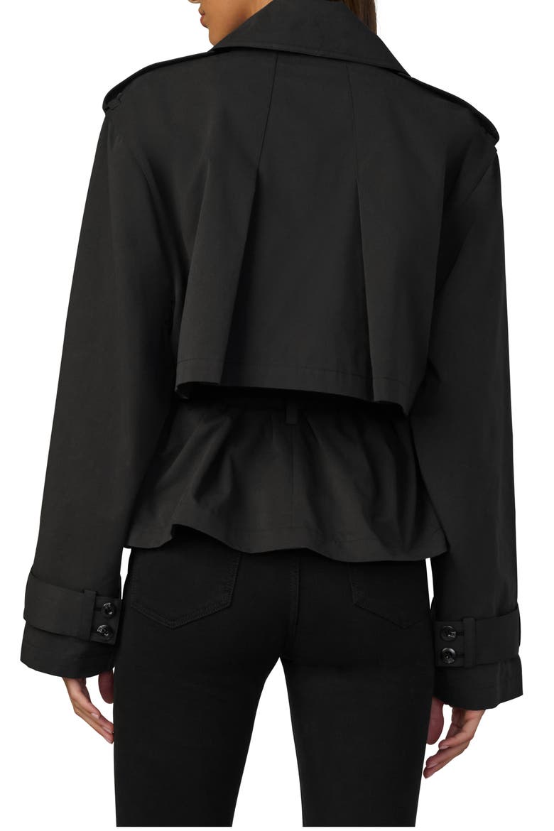 The Liz Cropped Trench Coat, Alternate, color, BLACK