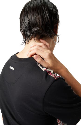 Missoni Crewneck T-shirt With Lamé Zig Zag Knit Insert