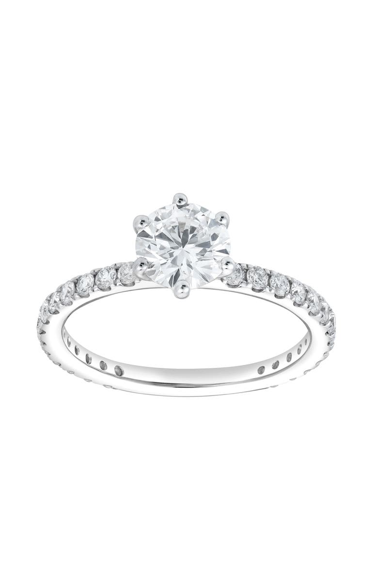 Freya 14K White Gold Round Cut Lab Grown Diamond Solitaire Engagement Ring - 1.25 ctw, Main, color, 14K White Gold