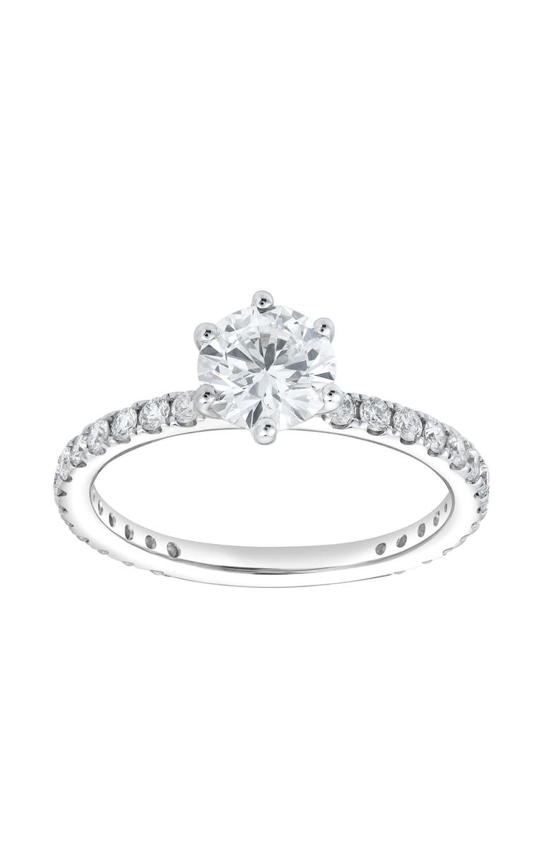 LuvMyJewelry Freya 14K White Gold Round Cut Lab Grown Diamond Solitaire Engagement Ring - 1.25 ctw, Main, color, 14K White Gold