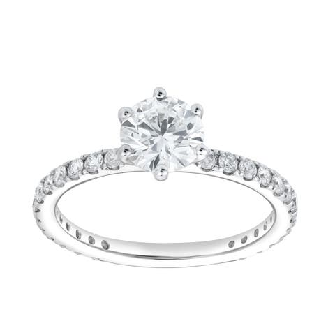 Freya 14K White Gold Round Cut Lab Grown Diamond Solitaire Engagement Ring - 1.25 ctw