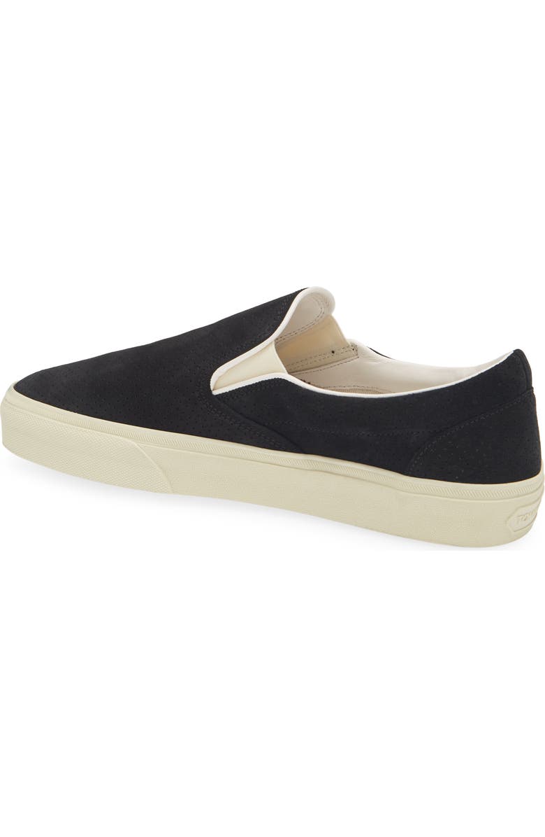 TOM FORD Jude Perforated Suede Slip-On Sneaker, Alternate, color, Black/ Cream