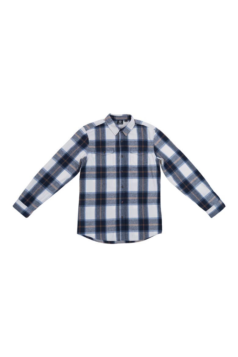 Plaid Flannel Shirt, Main, color, NAVY ECRU