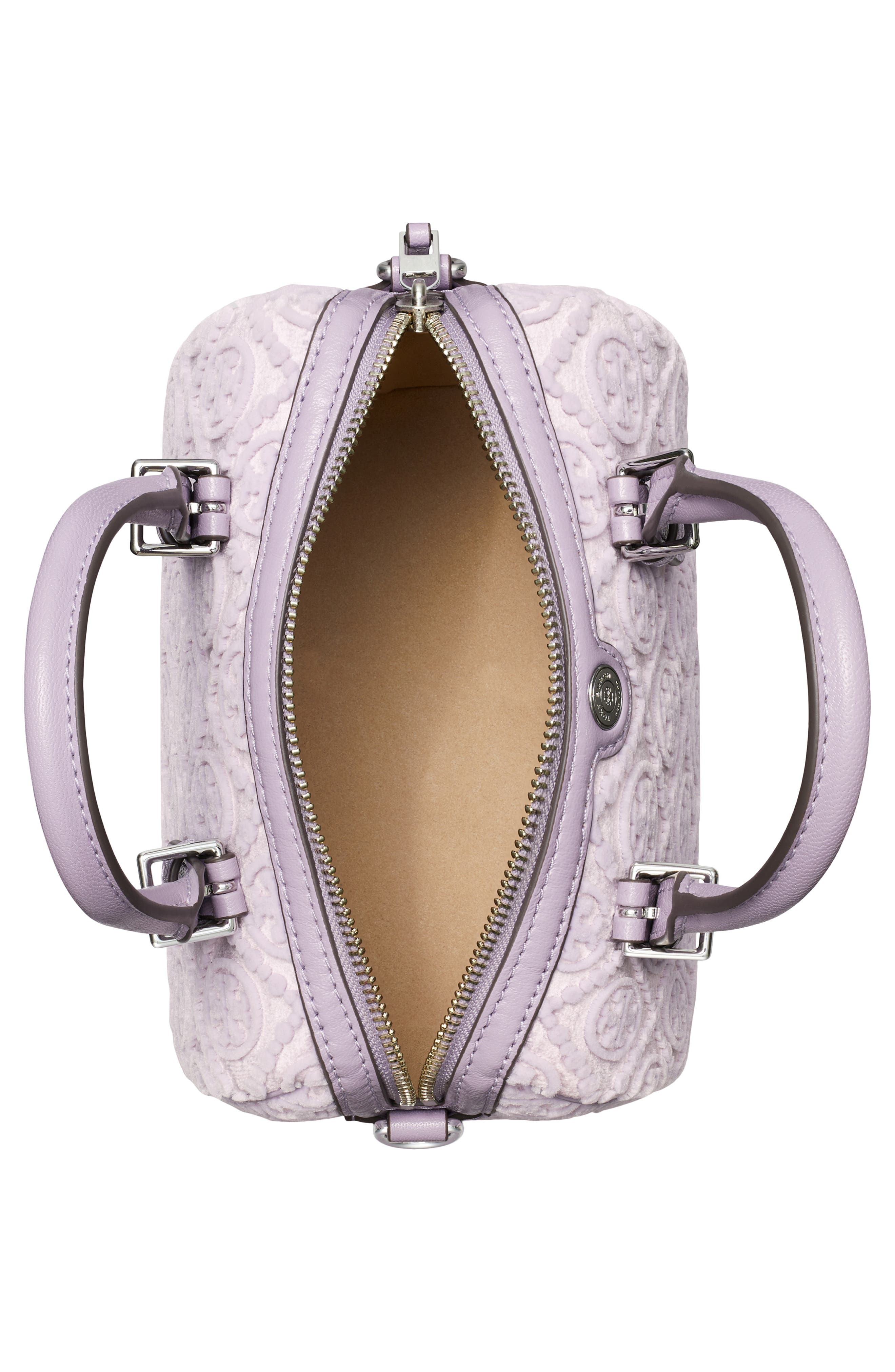 Tory Burch Petite T Monogram Fil Coupé Barrel Bag, Alternate, color, 