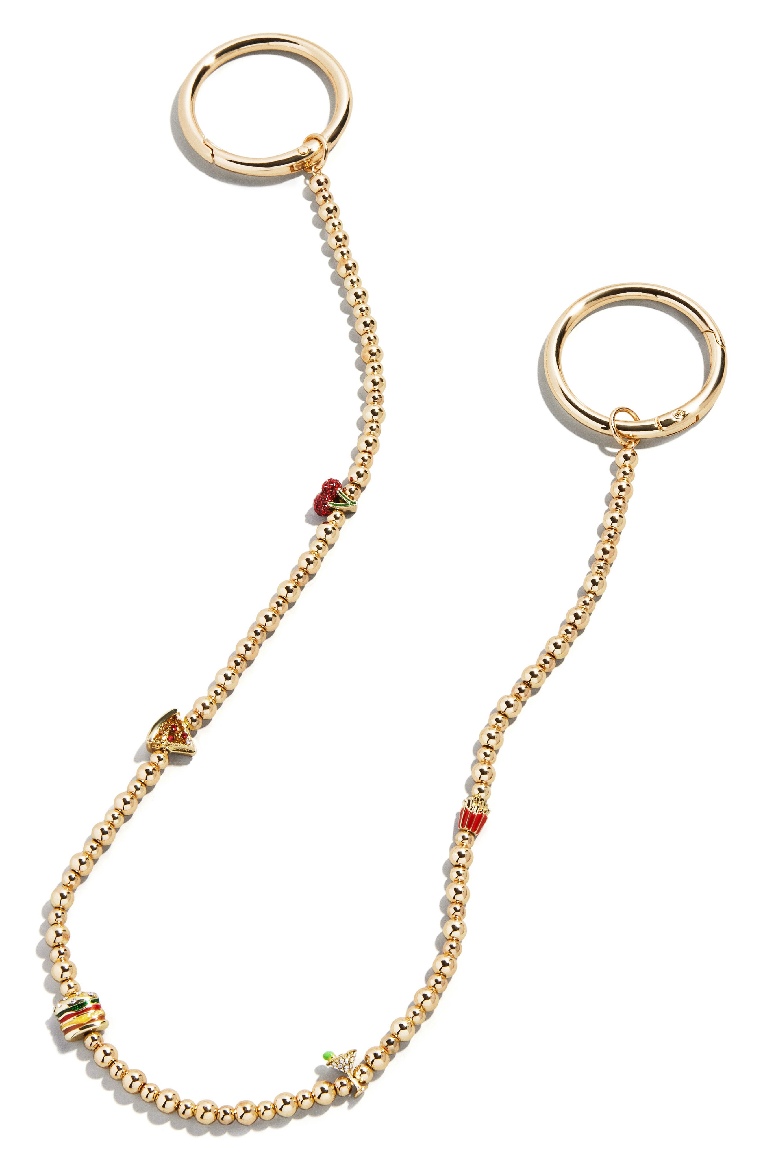 BaubleBar Food Motif Beaded Bag Charm, Main, color, Goldtone