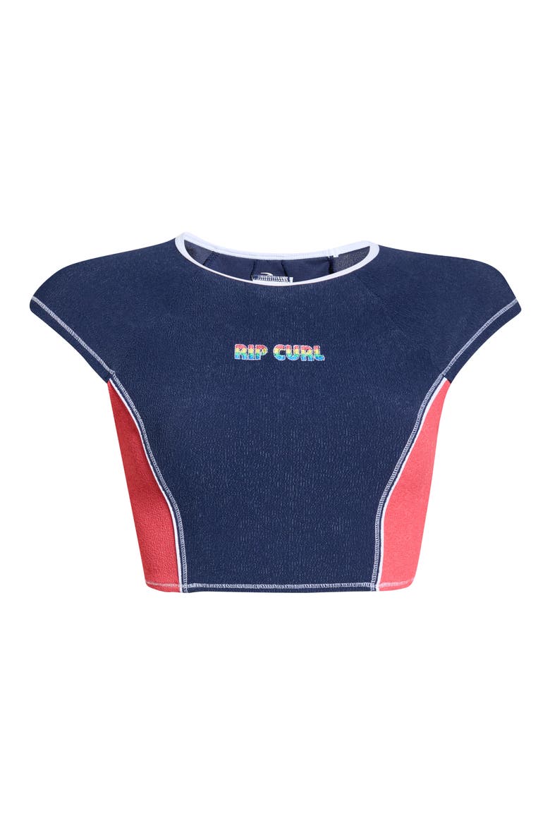 Surf Tide Short Sleeve Crop Rashguard, Alternate, color, DARK NAVY