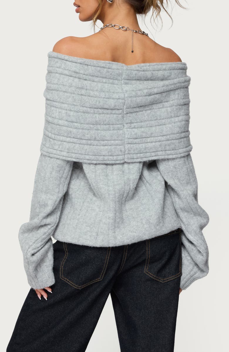 EDIKTED Kadenna Oversize Off the Shoulder Sweater, Alternate, color, Light-Gray-Melange