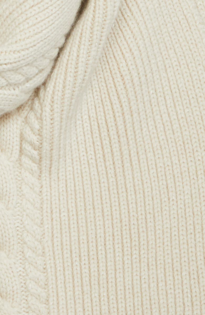 Lafayette 148 New York Pompom Fringe Mixed Stitch Cashmere Scarf, Alternate, color, 