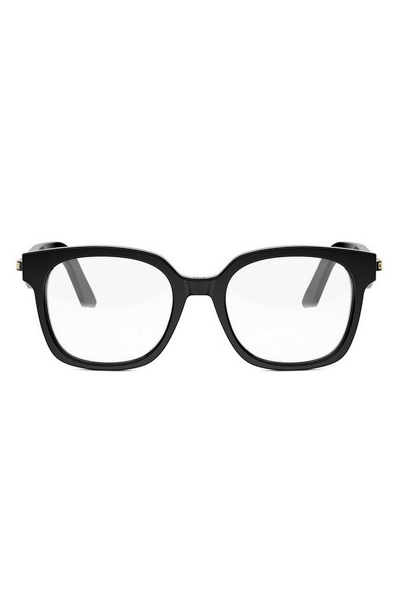 DIOR CDiorO S5I 51mm Square Optical Glasses, Main, color, Shiny Black