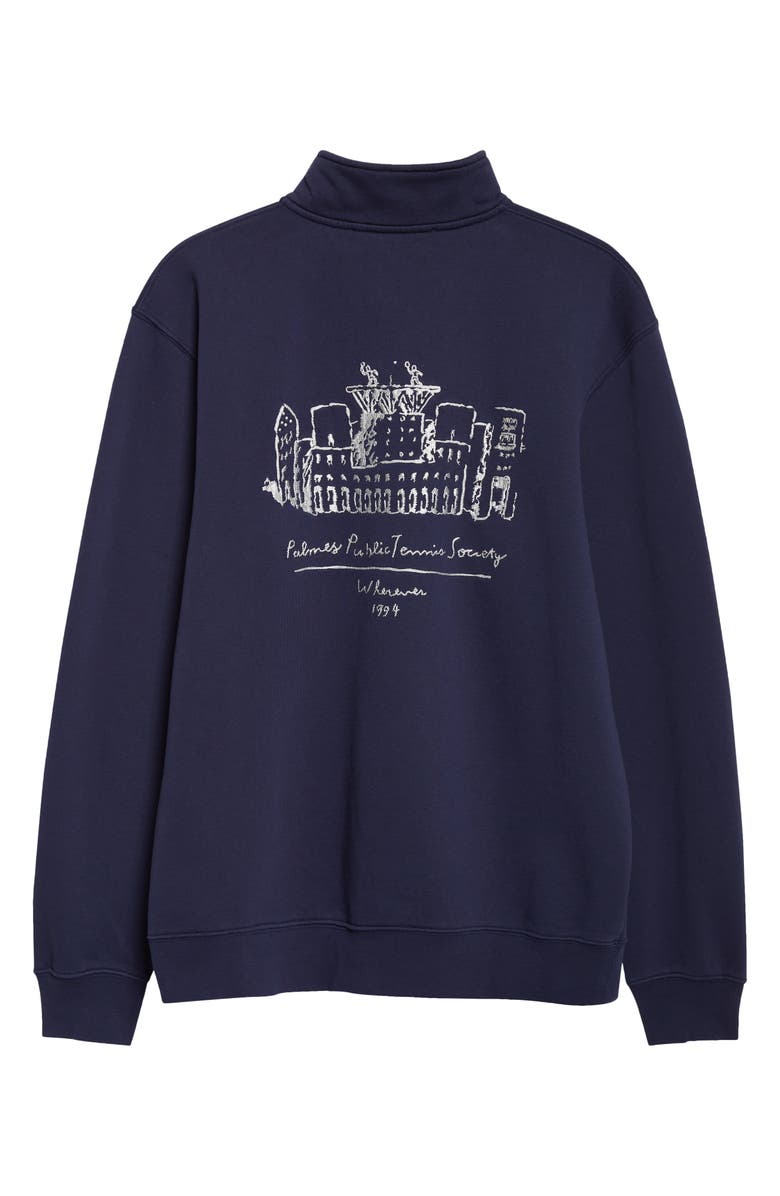 PALMES Public Chain Stitch Quarter Zip Fleece Sweatshirt, Alternate, color, Navy