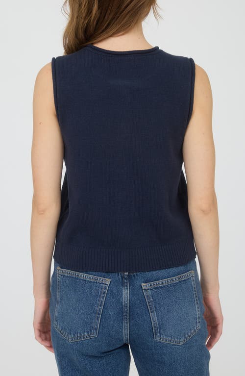 Blu Pepper Solid Button Front Sweater Vest In Blue
