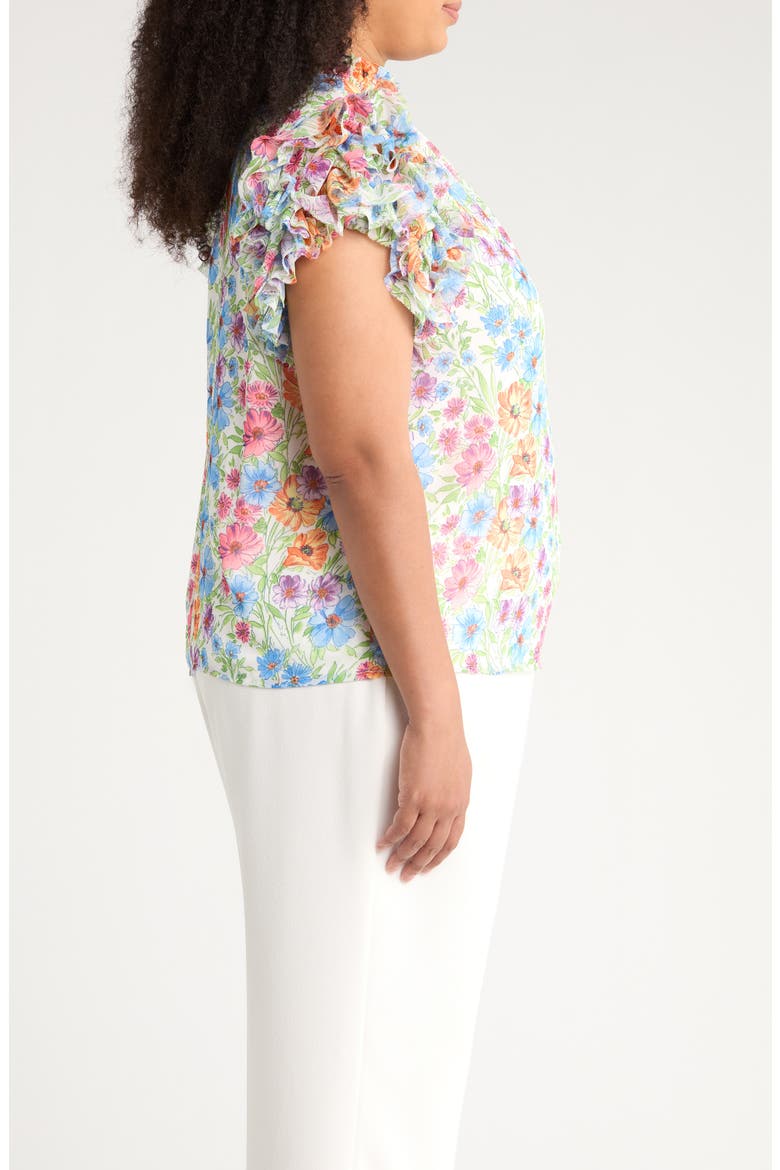Ezia Garden Brenna Mock Neck Top, Alternate, color, BLUE/ PINK/ YELLOW