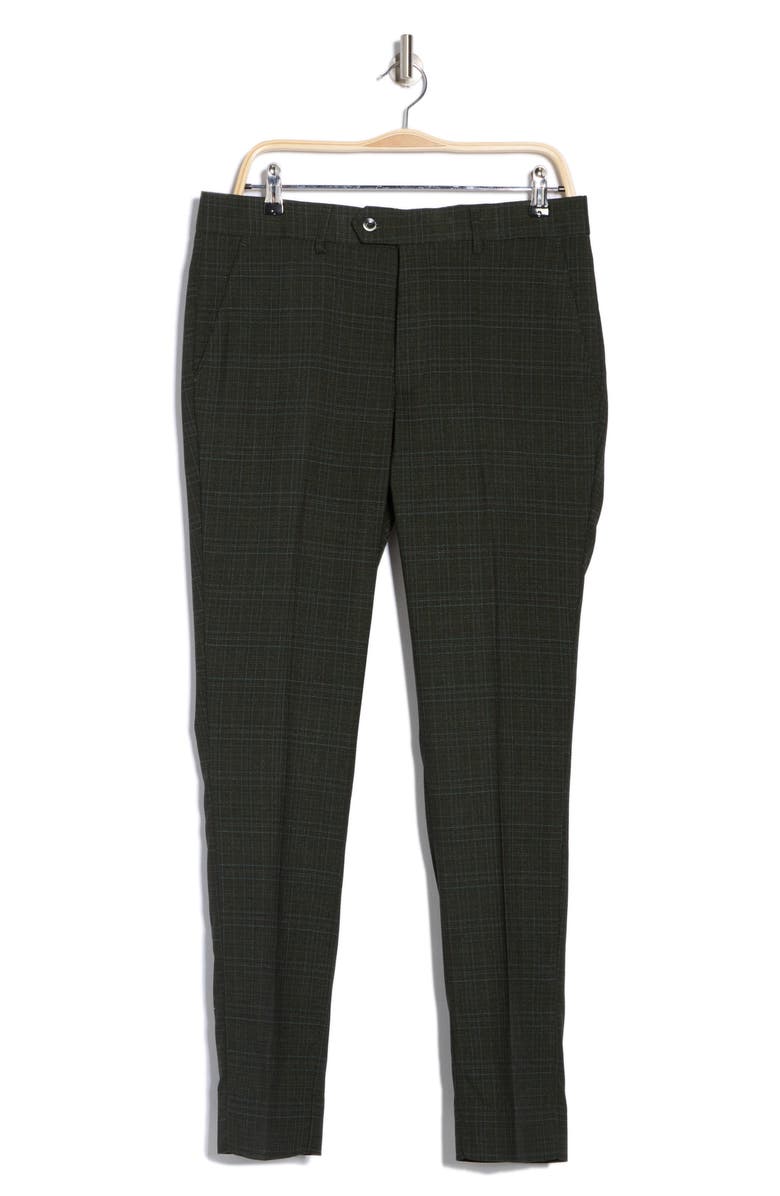 Tahari Plaid Slim Fit Dress Pants, Alternate, color, Dark Green