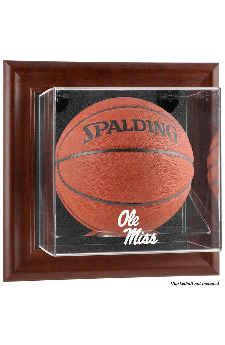 FANATICS AUTHENTIC Ole Miss Rebels Brown Framed Logo Wall-Mountable Basketball Display Case, Main, color, 