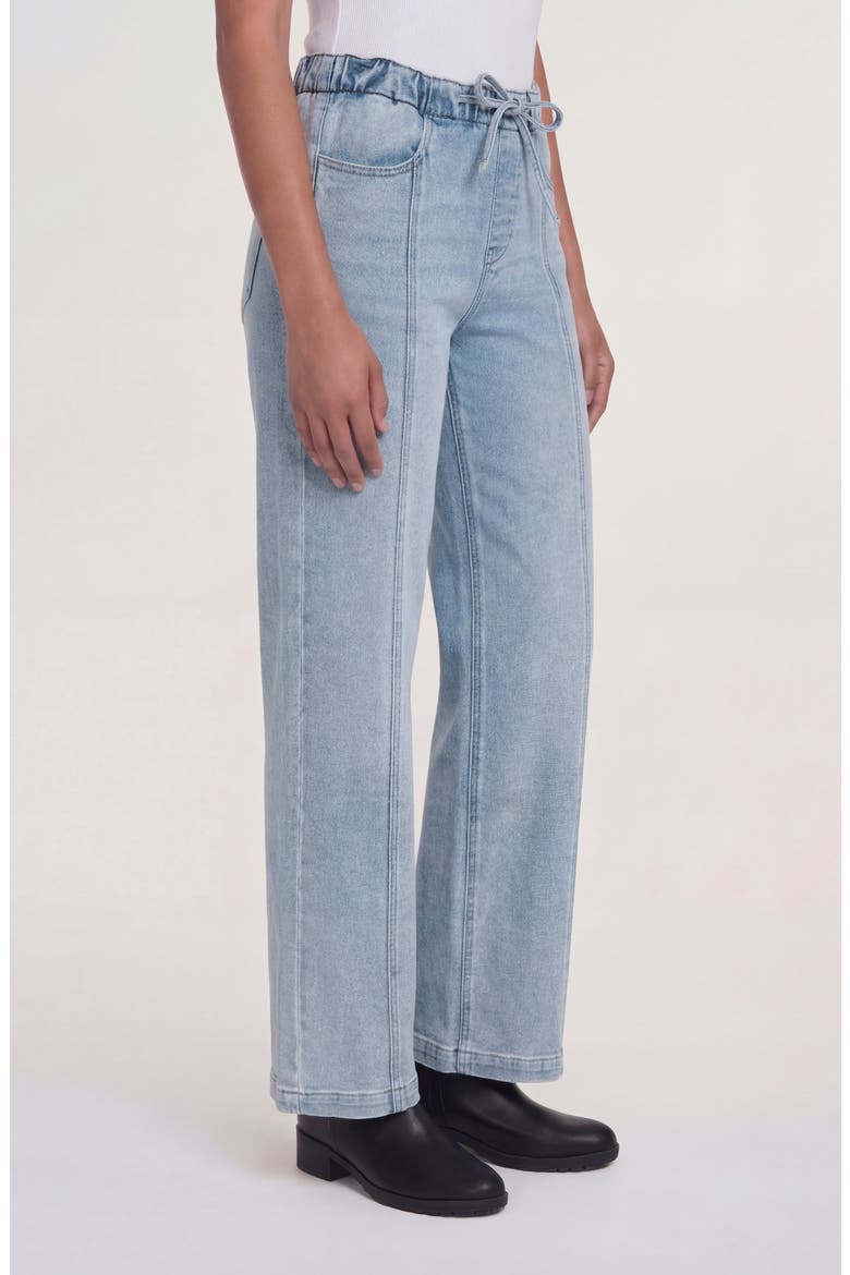 Ekara Drawstring Waist Slim Wide Leg Jeans, Alternate, color, PALE BLEACH LIGHT