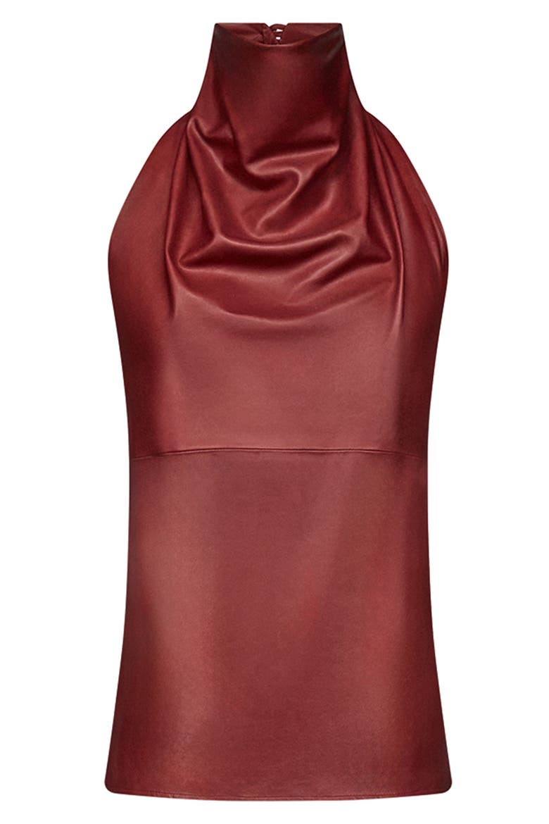 Friday Night Halter Leather Top, Alternate, color, KARANDA RED