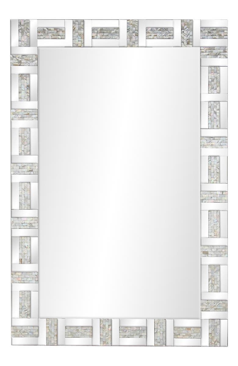 WILLOW ROW Silvertone Wood Geometric Wall Mirror, Main, color, 