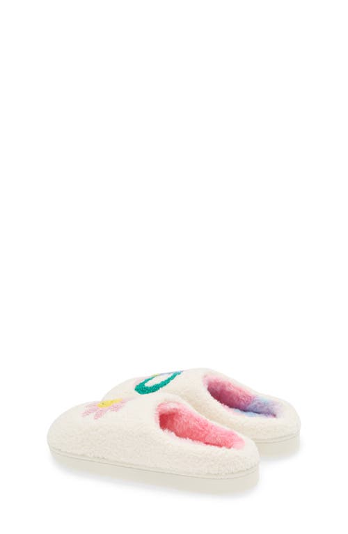 Harper Canyon Kids' Peace Flower Faux Fur Lined Faux Shearling Slipper In White