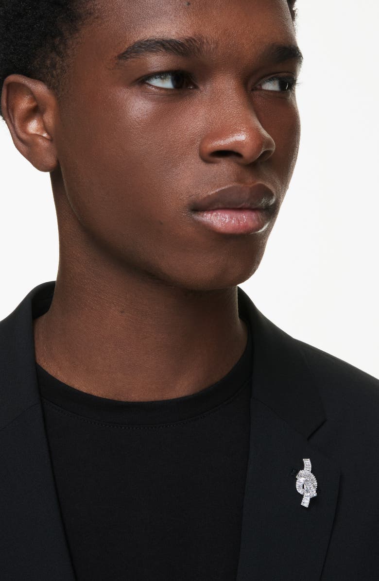 Swarovski Matrix Tack Knot Drop Earrings, Alternate, color, Rhodium/ White