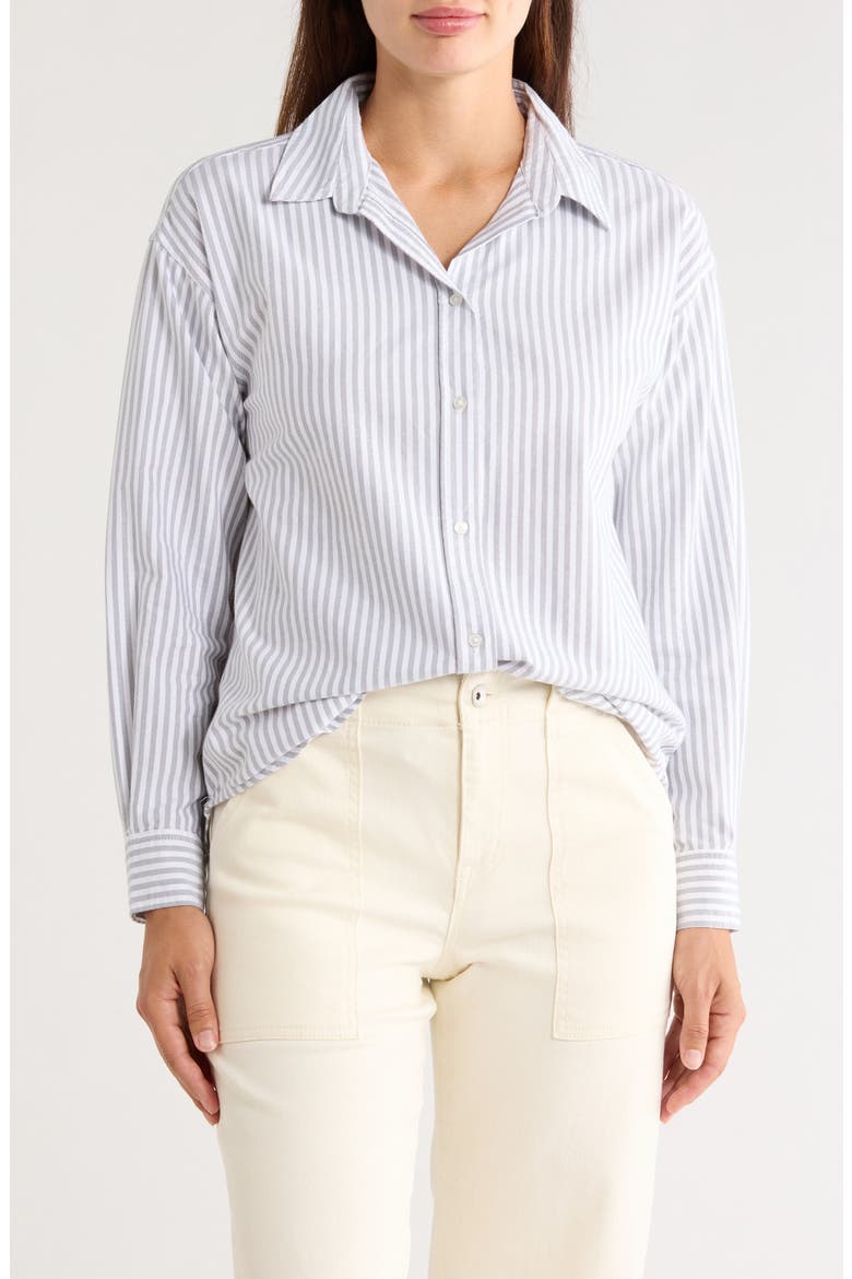 Cidney Oversize Cotton Button-Up Shirt, Main, color, MOON BEAM