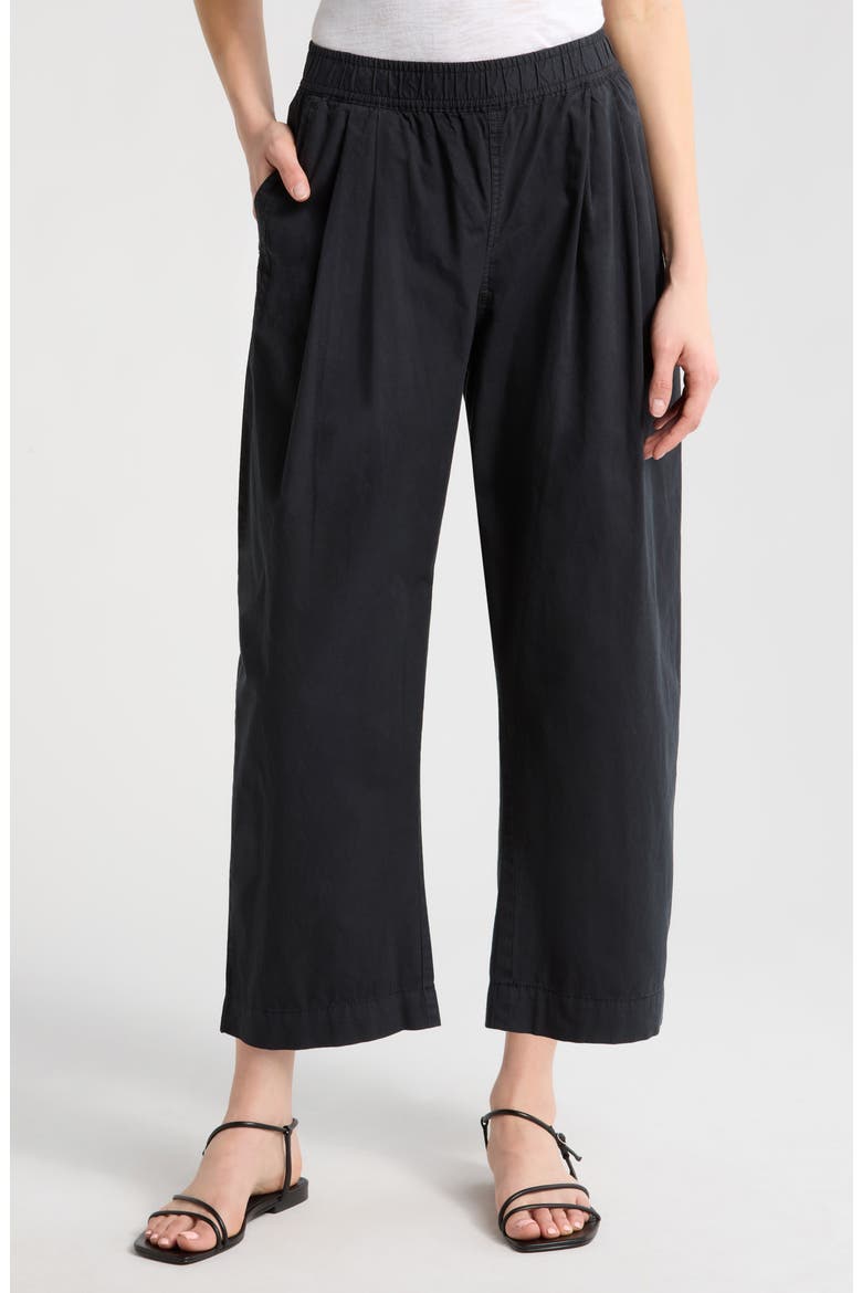 Kyra Pull-On Poplin Barrel Pants, Main, color, BLACK