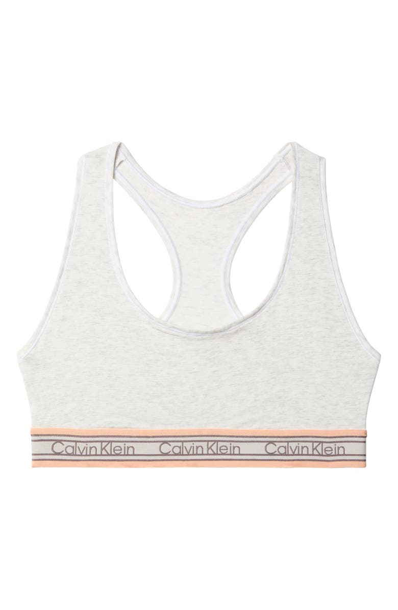 Calvin Klein Icon Cotton Blend Bralette, Alternate, color, Snow Heather