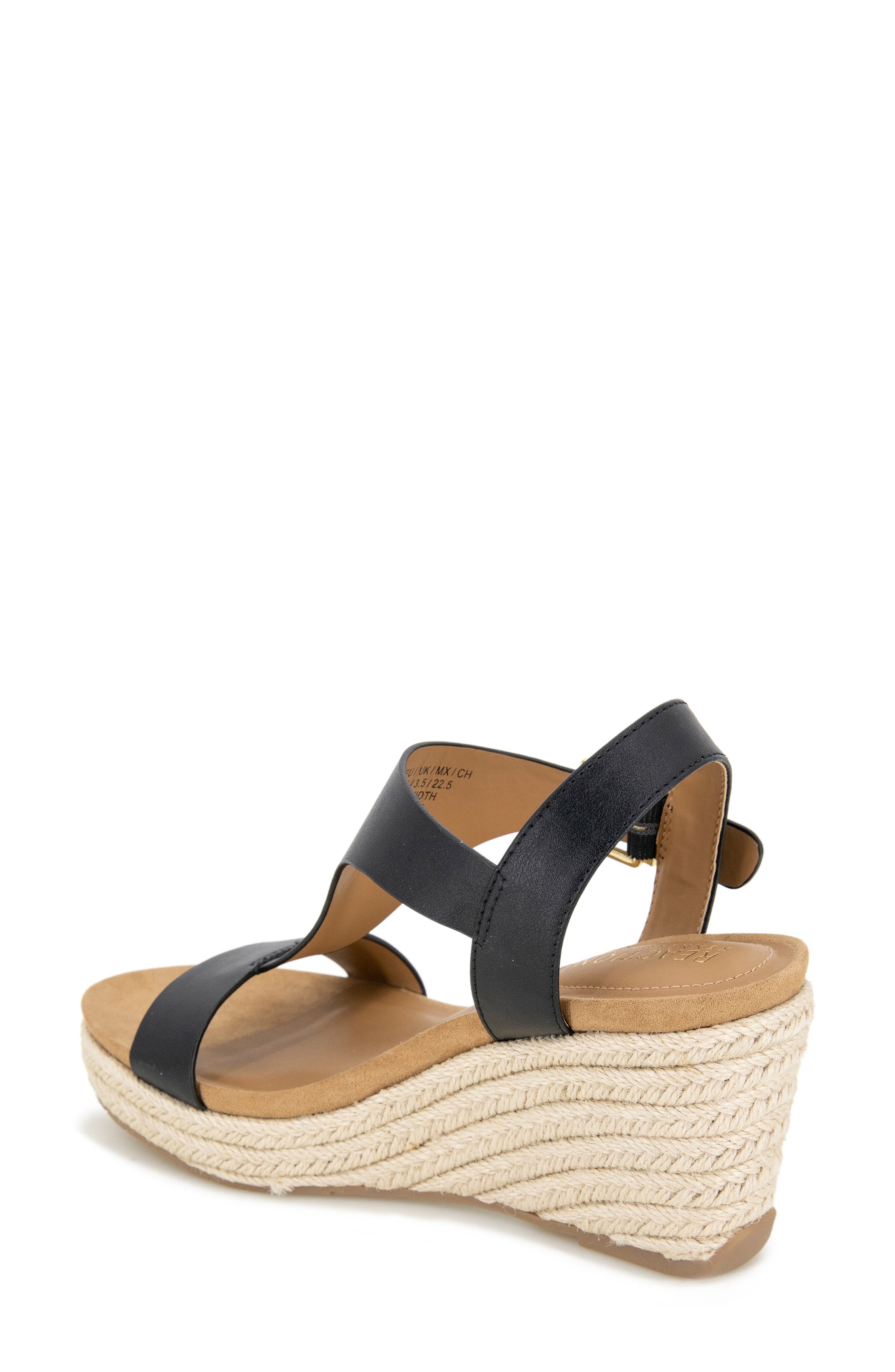 Reaction Kenneth Cole Card Platform Wedge Sandal, Alternate, color, Black/Black