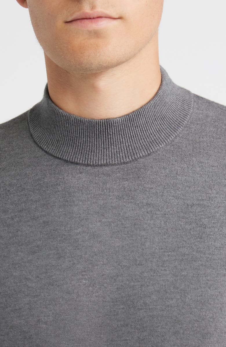 Open Edit Solid Mock Neck Sweater, Alternate, color, Grey Dark Steel Heather