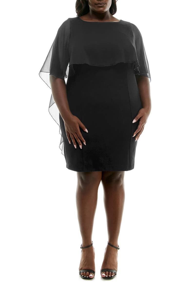 Popover Chiffon Sheath Dress, Main, color, BLACK