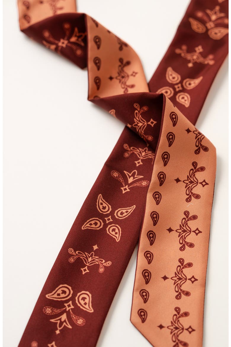 Silk Skinny Scarf Scarlet Paisley, Alternate, color, Red