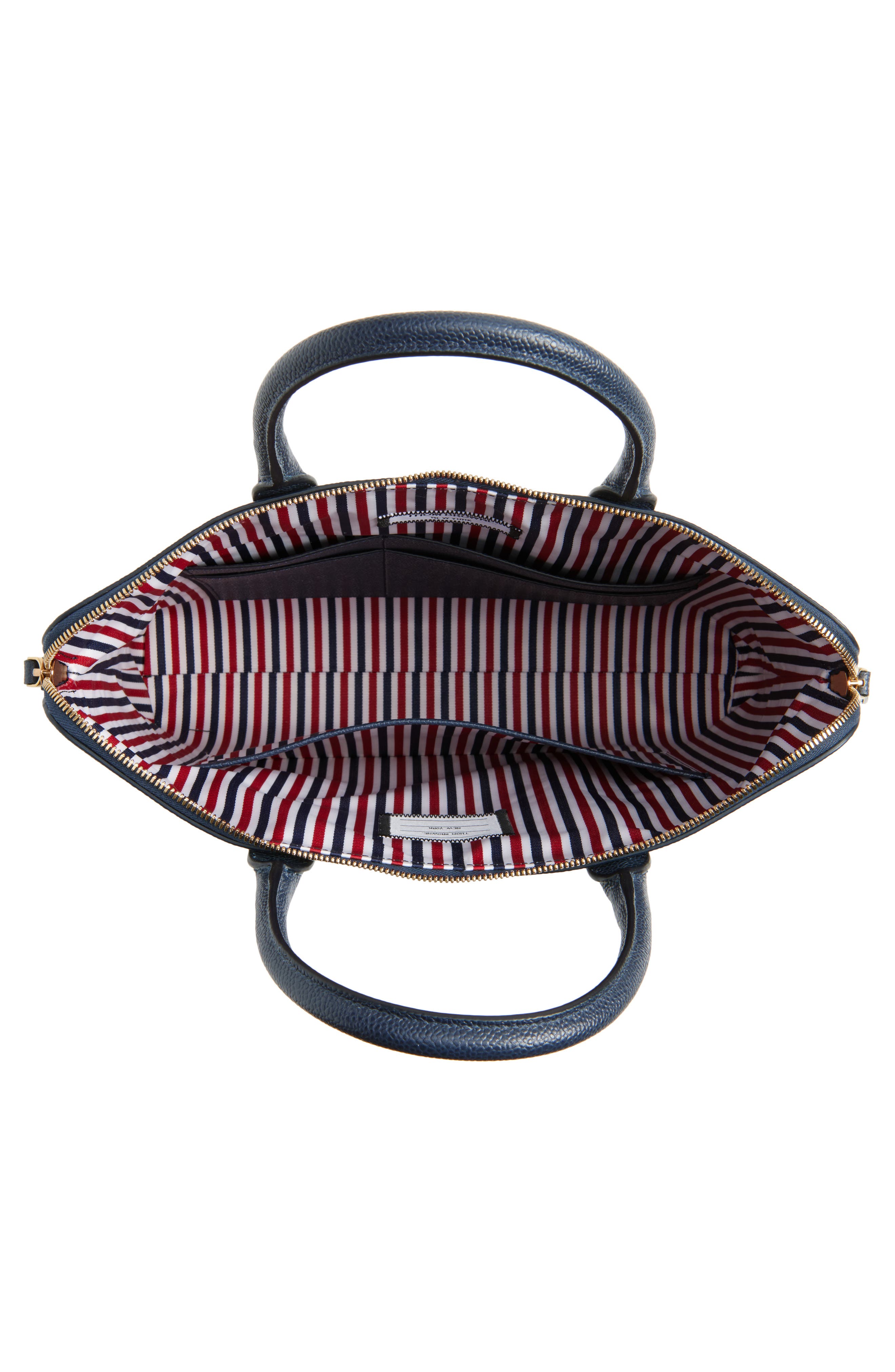 Thom Browne Slim 4-Bar Leather Briefcase, Alternate, color, Navy