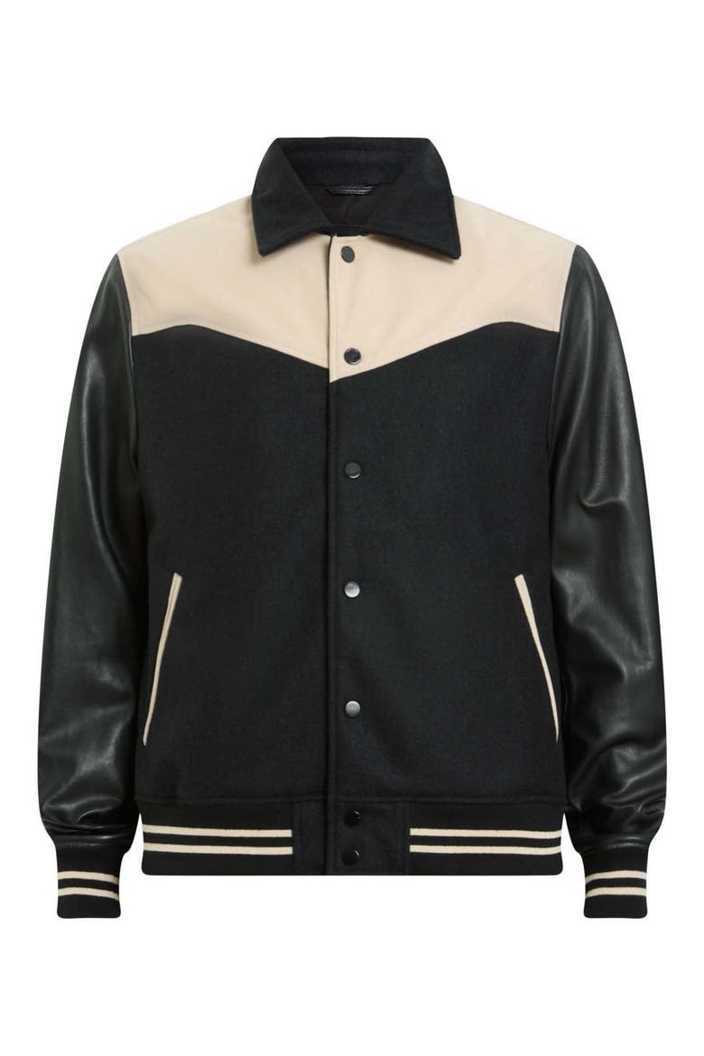 Endleton Contrast Bomber Jacket, Alternate, color, BLACK/ ECRU WHITE