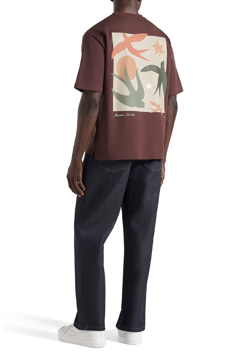 Thibault Bird Detail Cotton T-Shirt, Alternate, color, Brown