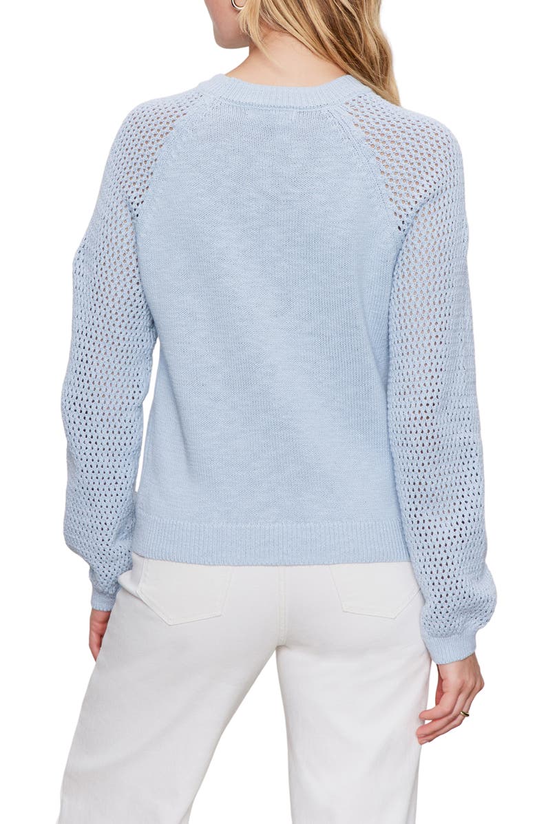 Sanctuary Perfect Moment Mix Stitch Cotton Crewneck Sweater, Alternate, color, Sky Blue