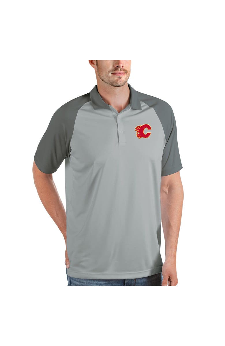 ANTIGUA Men's Antigua Gray Calgary Flames Nova Polo, Alternate, color,