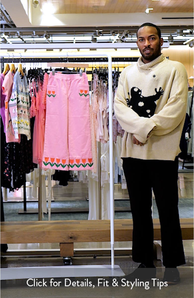 Kids' Tulip Embroidered Wide Leg Pull-On Pants, sales video thumbnail