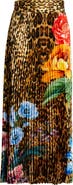 Elie Tahari The Louise Sahara Desert Print Pleated Satin Midi Skirt