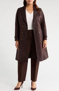 Tahari ASL Faux Suede Trench Coat