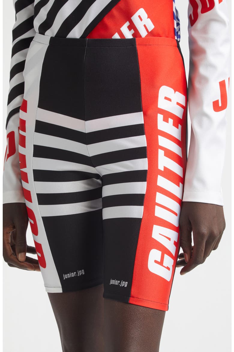 Junior Print Jersey Bike Shorts, Alternate, color, BLACK/ RED/ WHITE