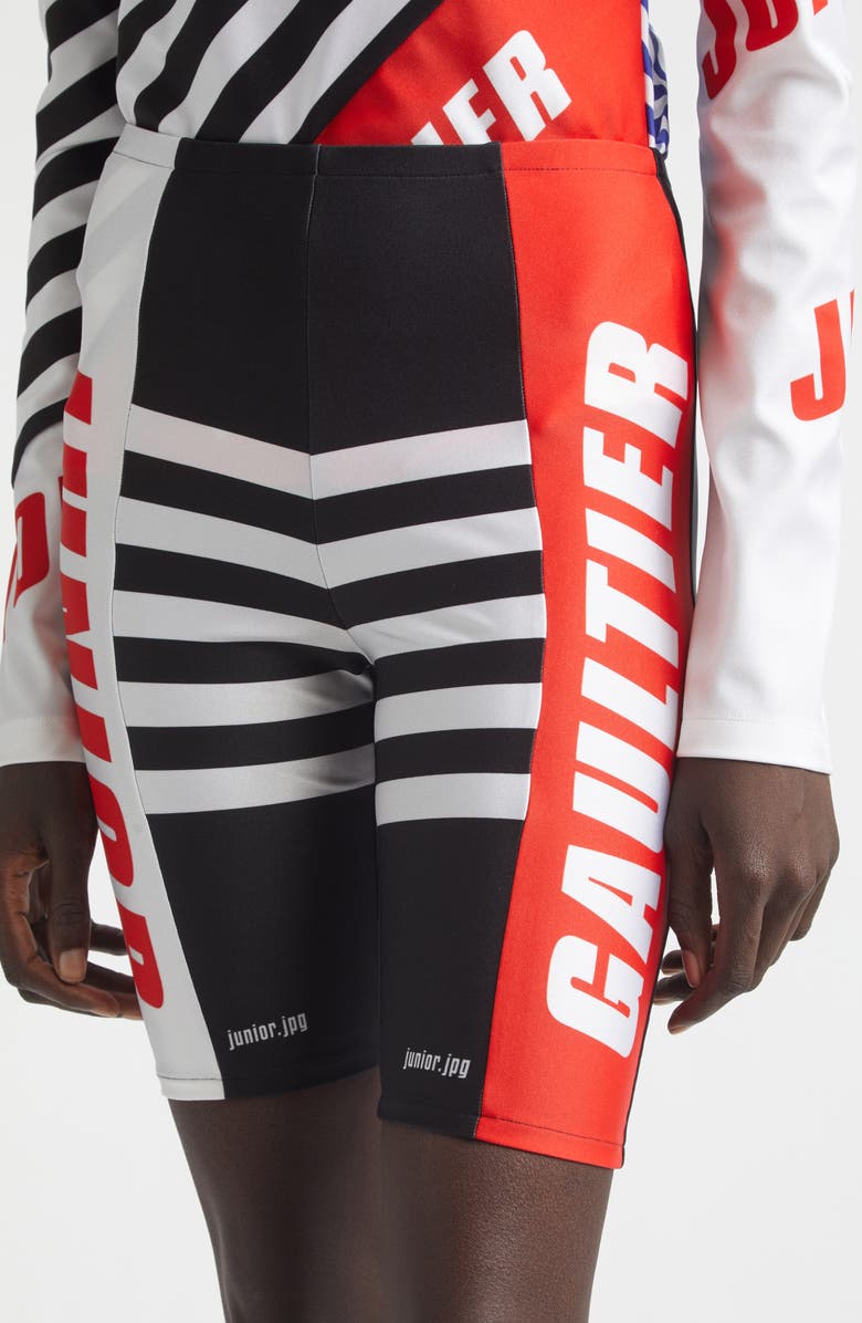 Jean Paul Gaultier Junior Print Jersey Bike Shorts, Alternate, color, Black/ Red/ White