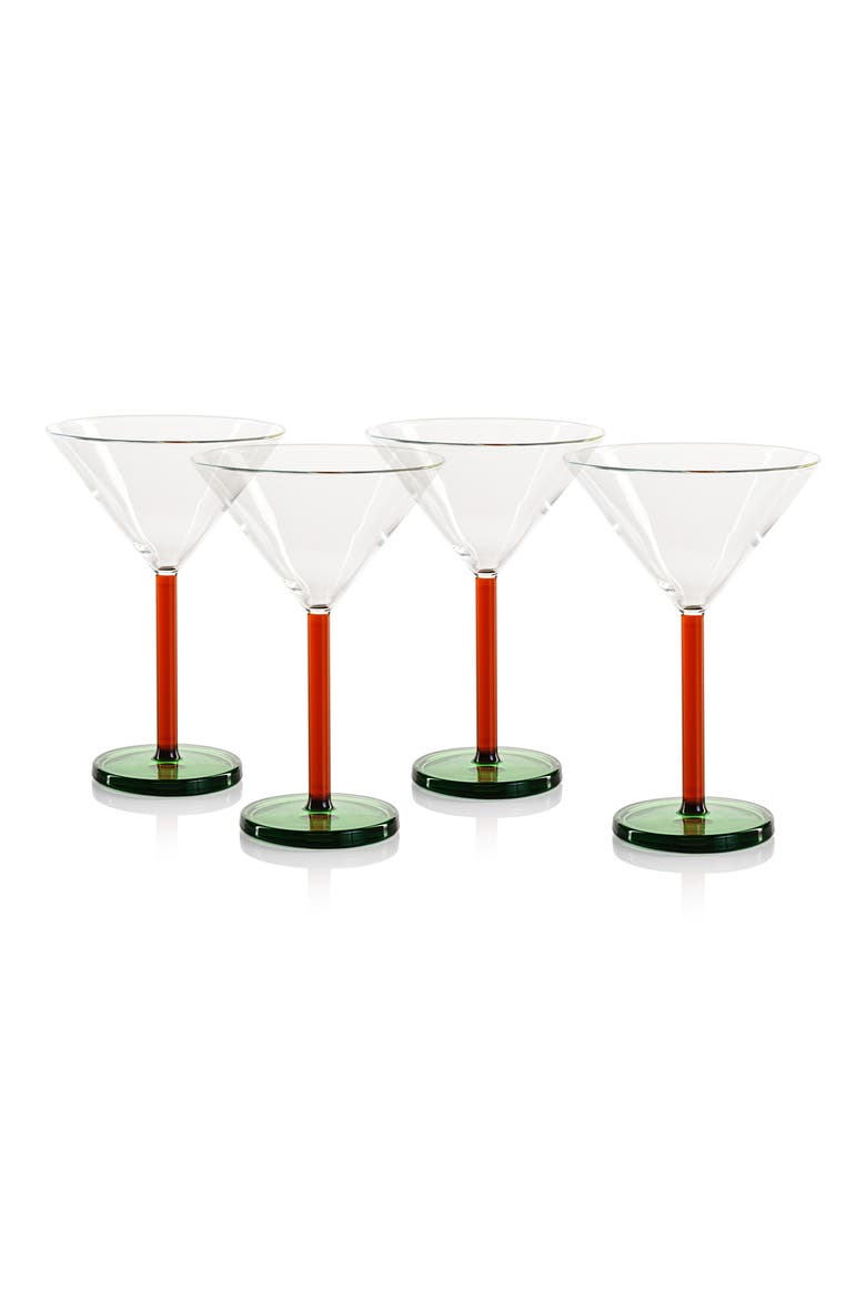 Vireo Set of 4 Martini Glasses, Alternate, color, CLEAR/ AMBER/ GREEN