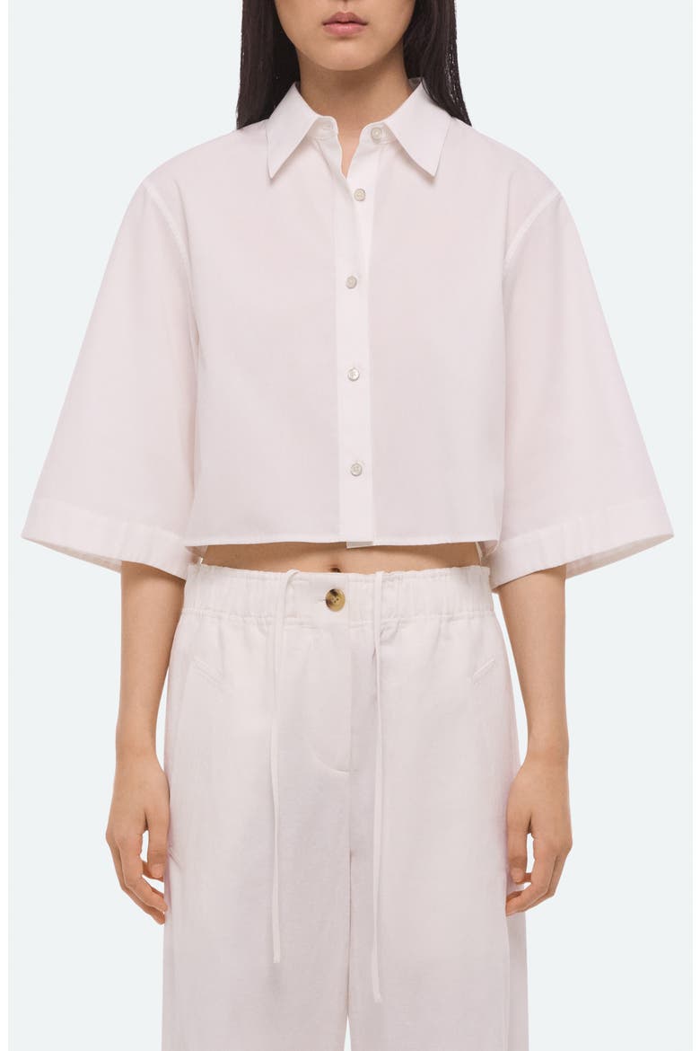 Button Back Boxy Cotton Cotton Button-Up Shirt, Main, color, WHITE