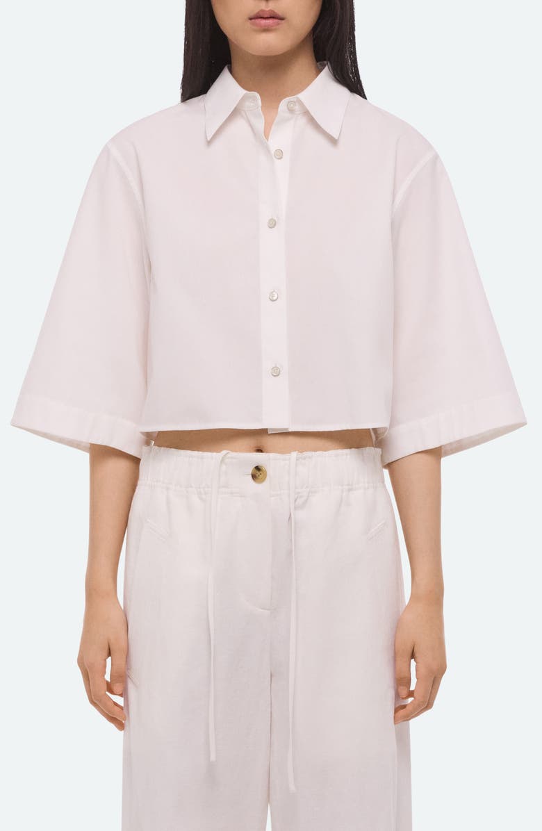 Helmut Lang Button Back Boxy Cotton Cotton Button-Up Shirt, Main, color, White