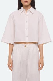 Helmut Lang Button Back Boxy Cotton Cotton Button-Up Shirt