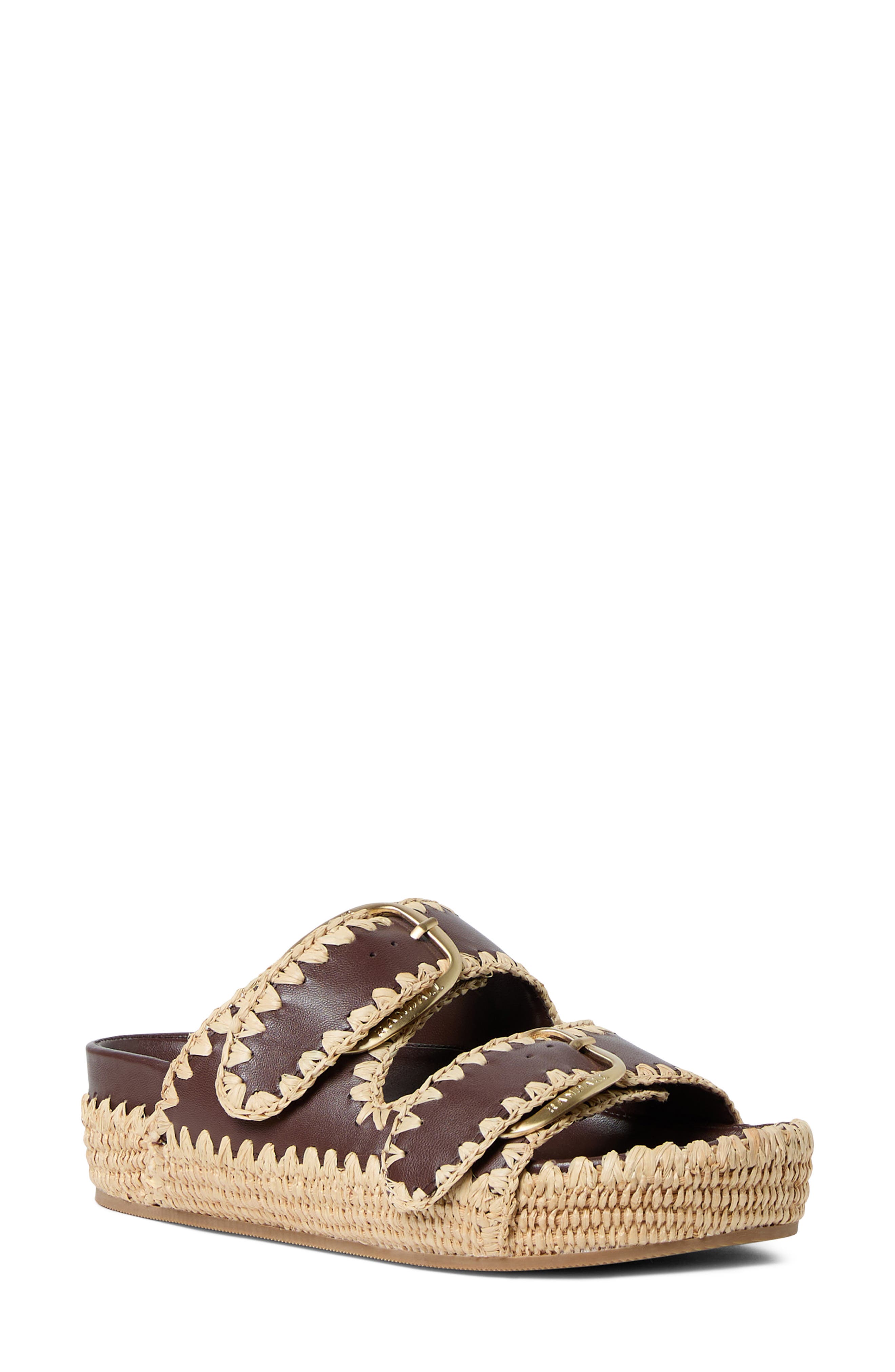 Loeffler Randall Nico Slide Sandal, Main, color, Chocolate/Natural