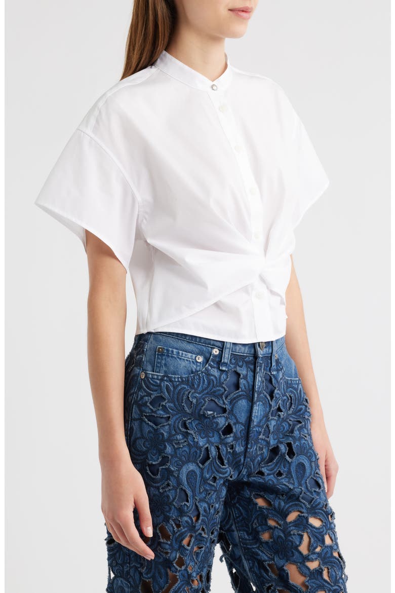 Gretchen Short Sleeve Poplin Button-Up Shirt, Alternate, color, WHITE