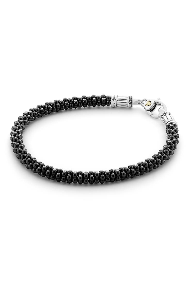 Black Caviar Ceramic Bracelet, Main, color, BLACK