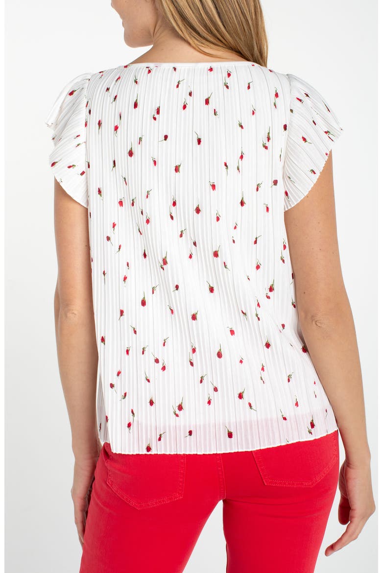 Pleated Flutter Sleeve Top, Alternate, color, WHITE/ RED FLORAL