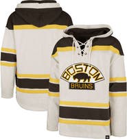'47 Men's '47  Oatmeal Boston Bruins Rockaway Lacer Pullover Hoodie